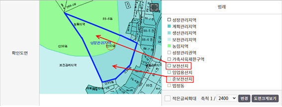 토지이용계획도면조회화면