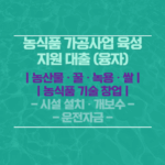 농식품 가공사업 대출